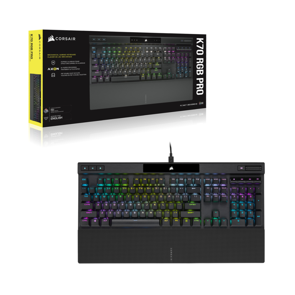 Corsair K70 RGB PRO Mechanical Gaming Keyboard with PBT DOUBLE SHOT PRO Keycaps MX Red